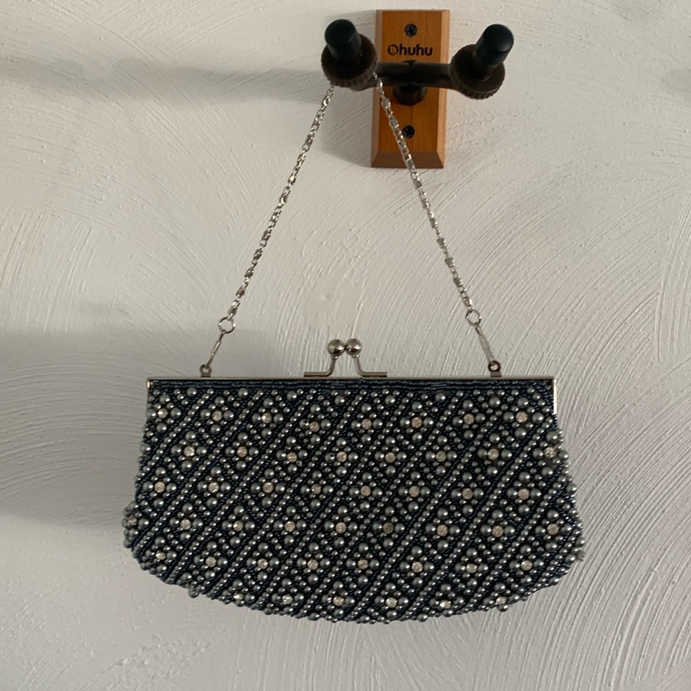 Beaded Navy Blue Clutch